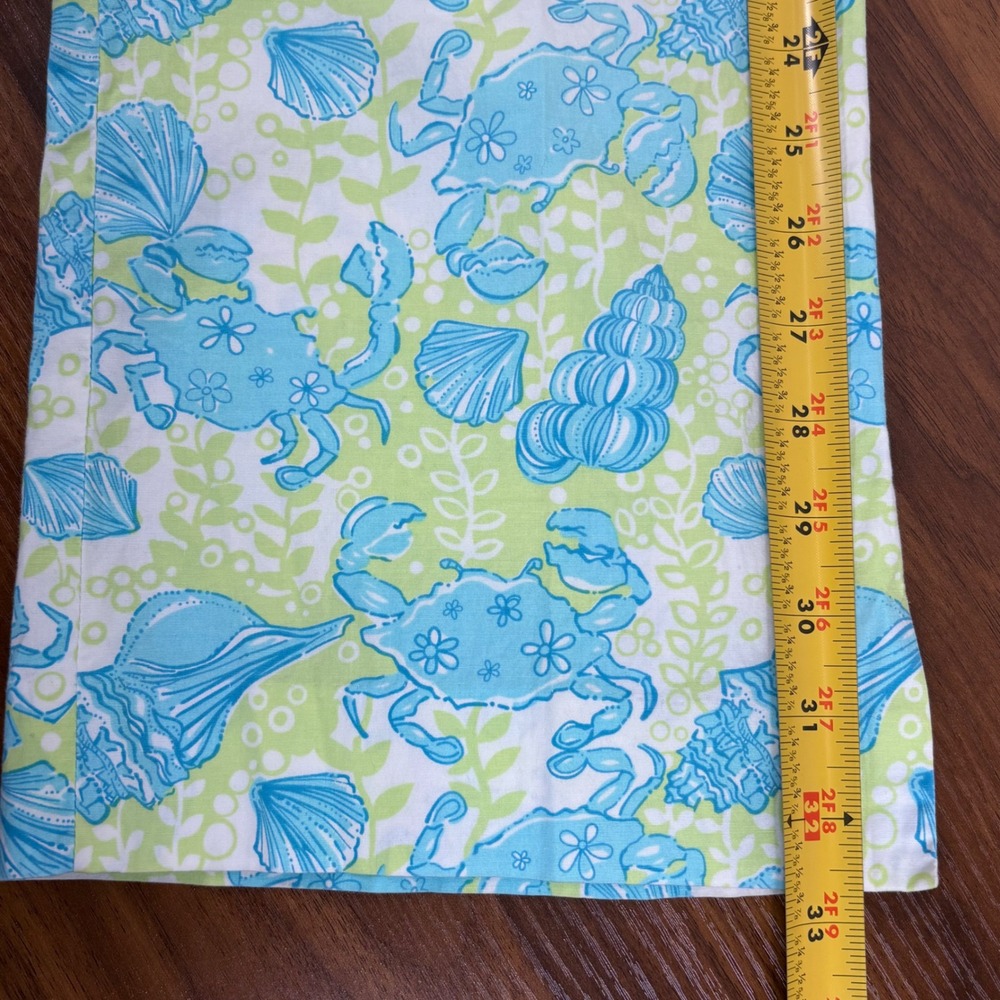 Lilly Pulitzer Womens Size 10 Capri Pants Crab Shell Print Cropped Blue White - Picture 12 of 13